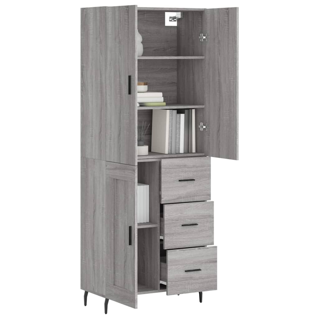 Highboard Grey Sonoma 69.5x34x180 cm Engineered Wood