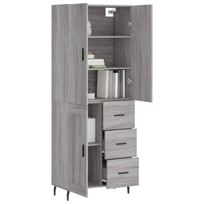 Highboard Grey Sonoma 69.5x34x180 cm Engineered Wood