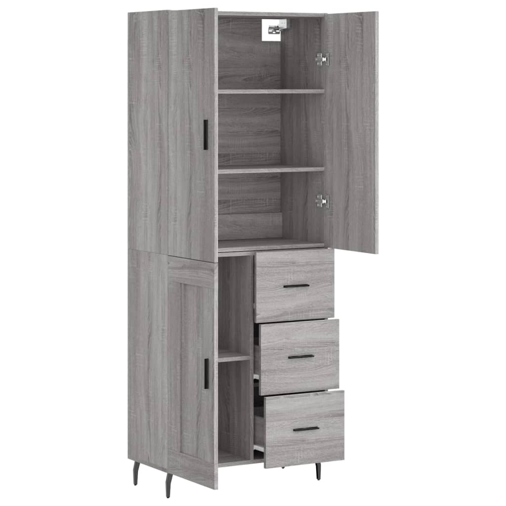 Highboard Grey Sonoma 69.5x34x180 cm Engineered Wood