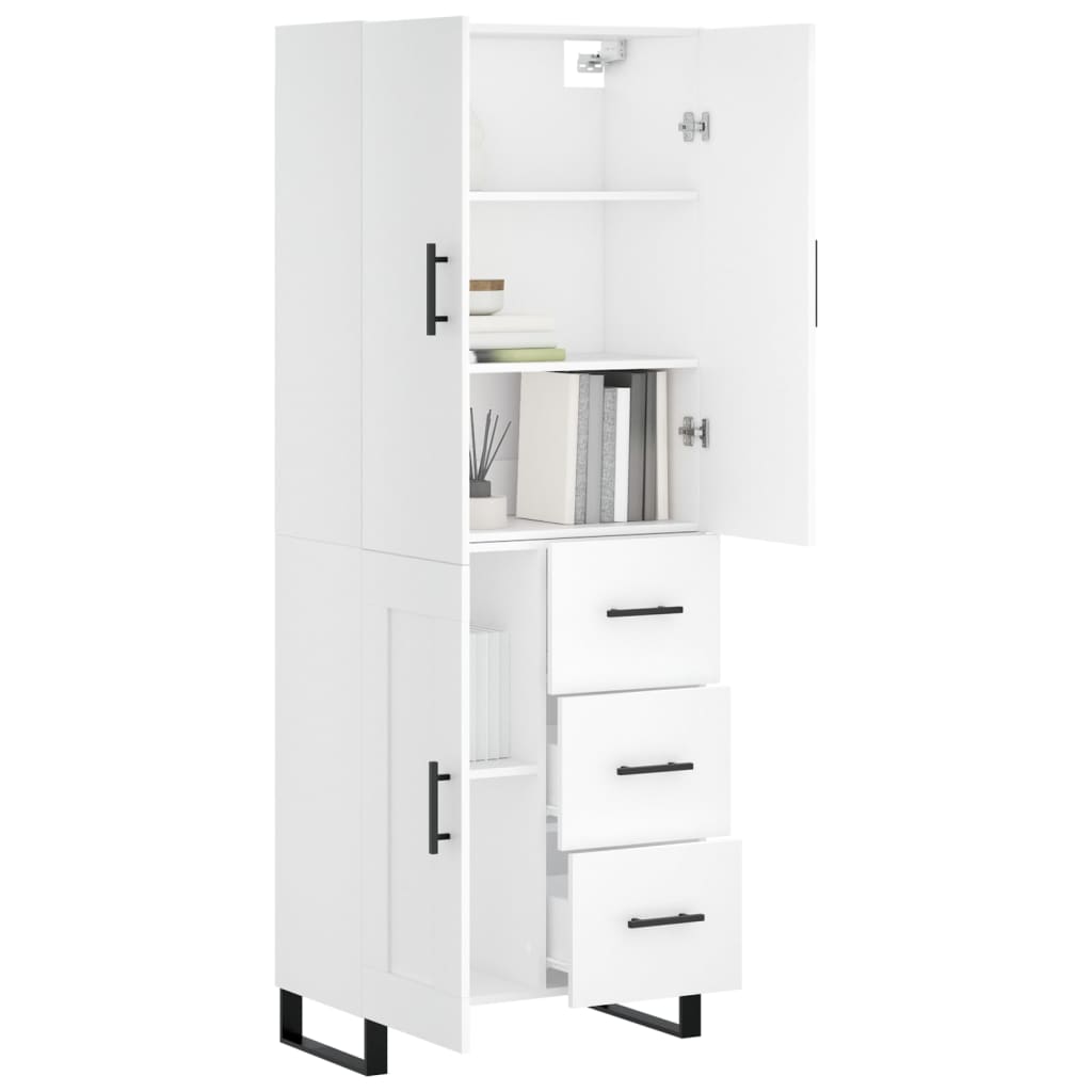 Highboard White 69.5x34x180 cm Engineered Wood