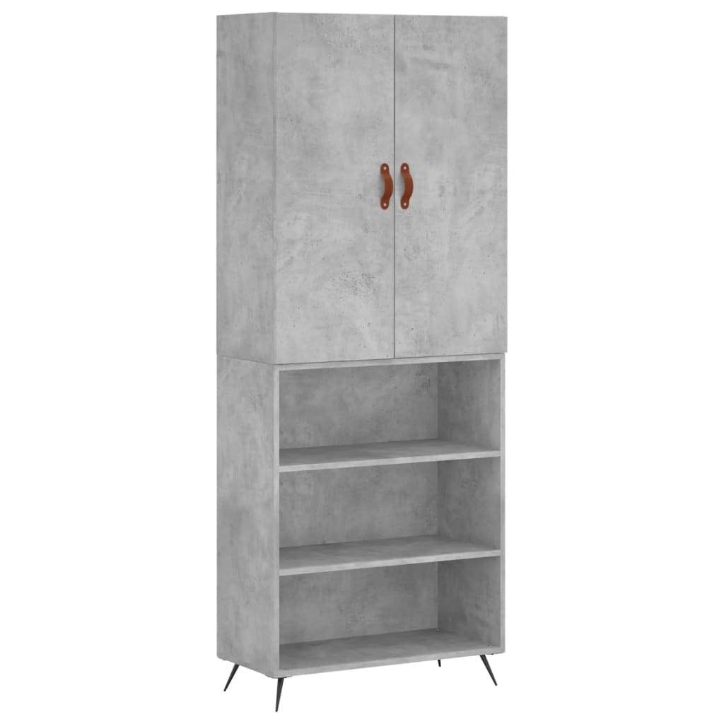 Highboard Concrete Grey 69.5x34x180 cm Engineered Wood