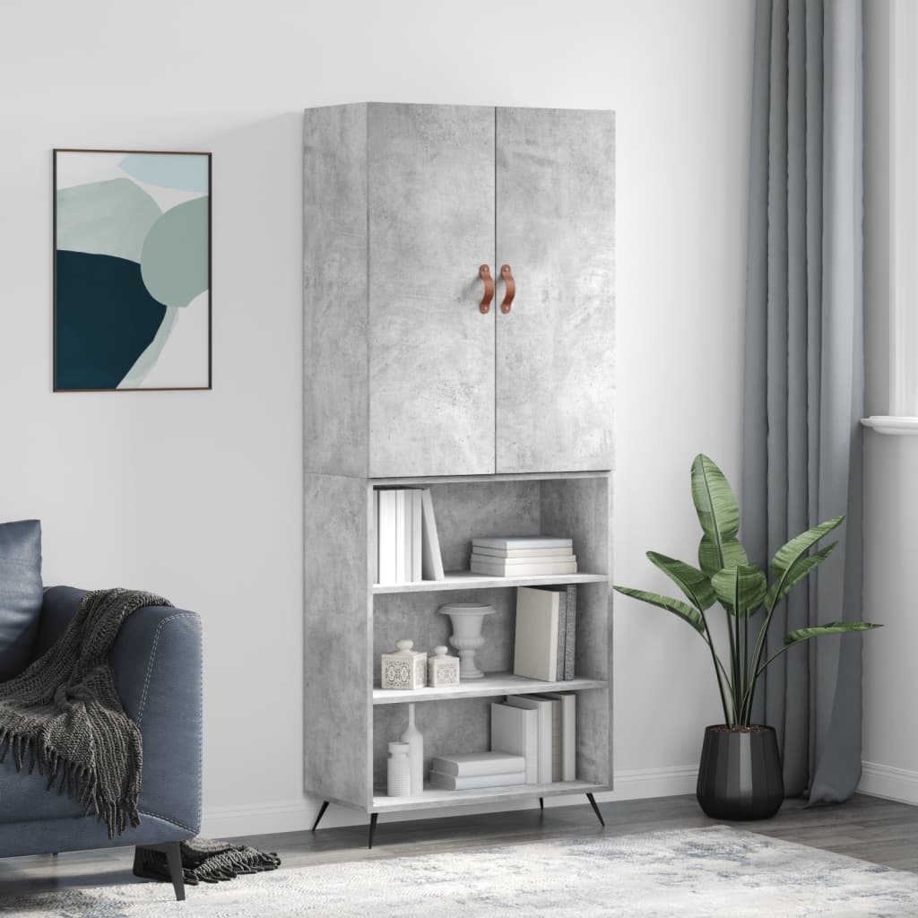Highboard Concrete Grey 69.5x34x180 cm Engineered Wood