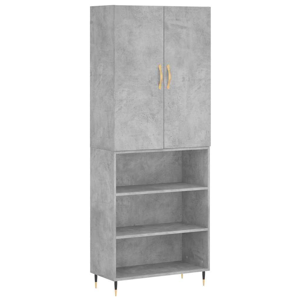 Highboard Concrete Grey 69.5x34x180 cm Engineered Wood