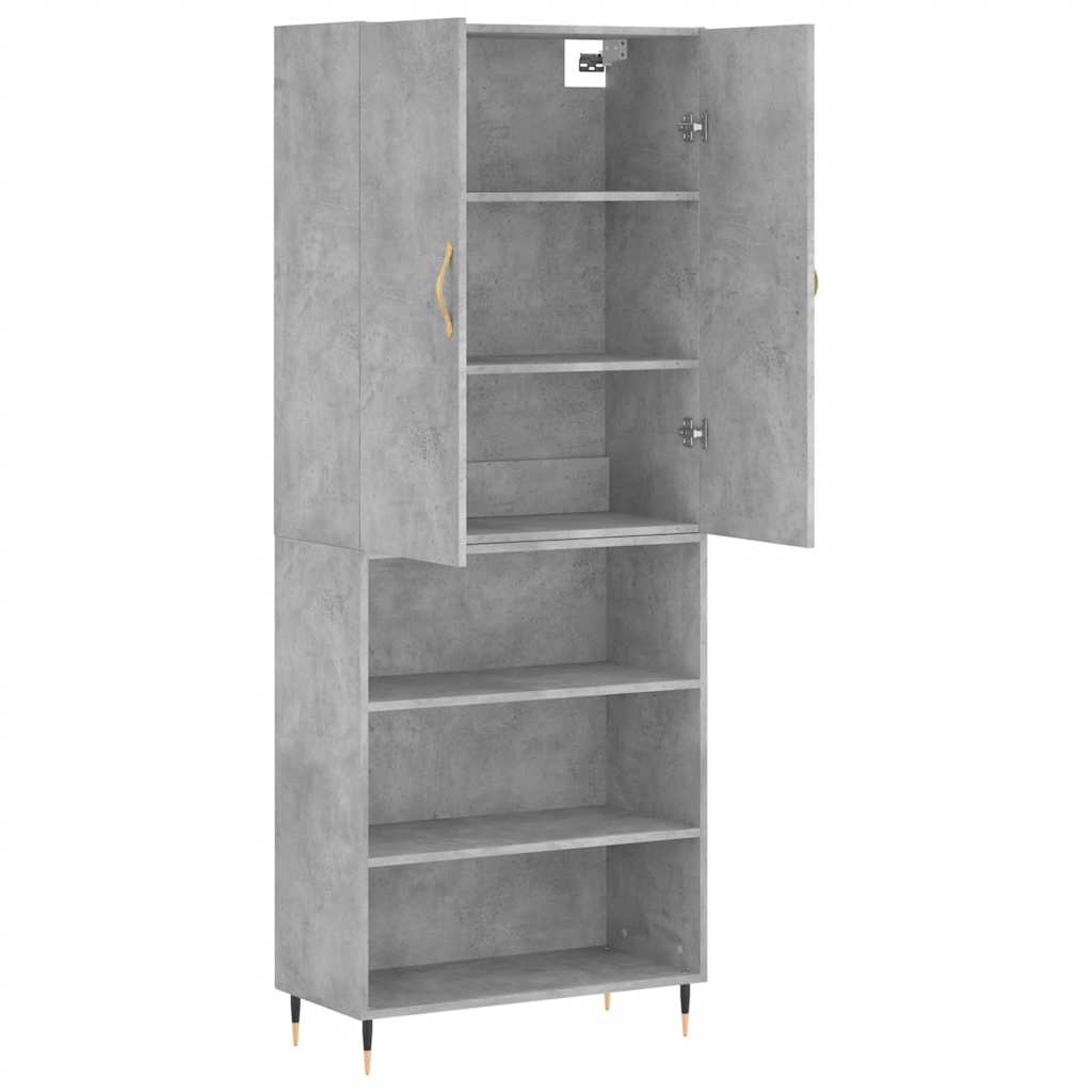 Highboard Concrete Grey 69.5x34x180 cm Engineered Wood