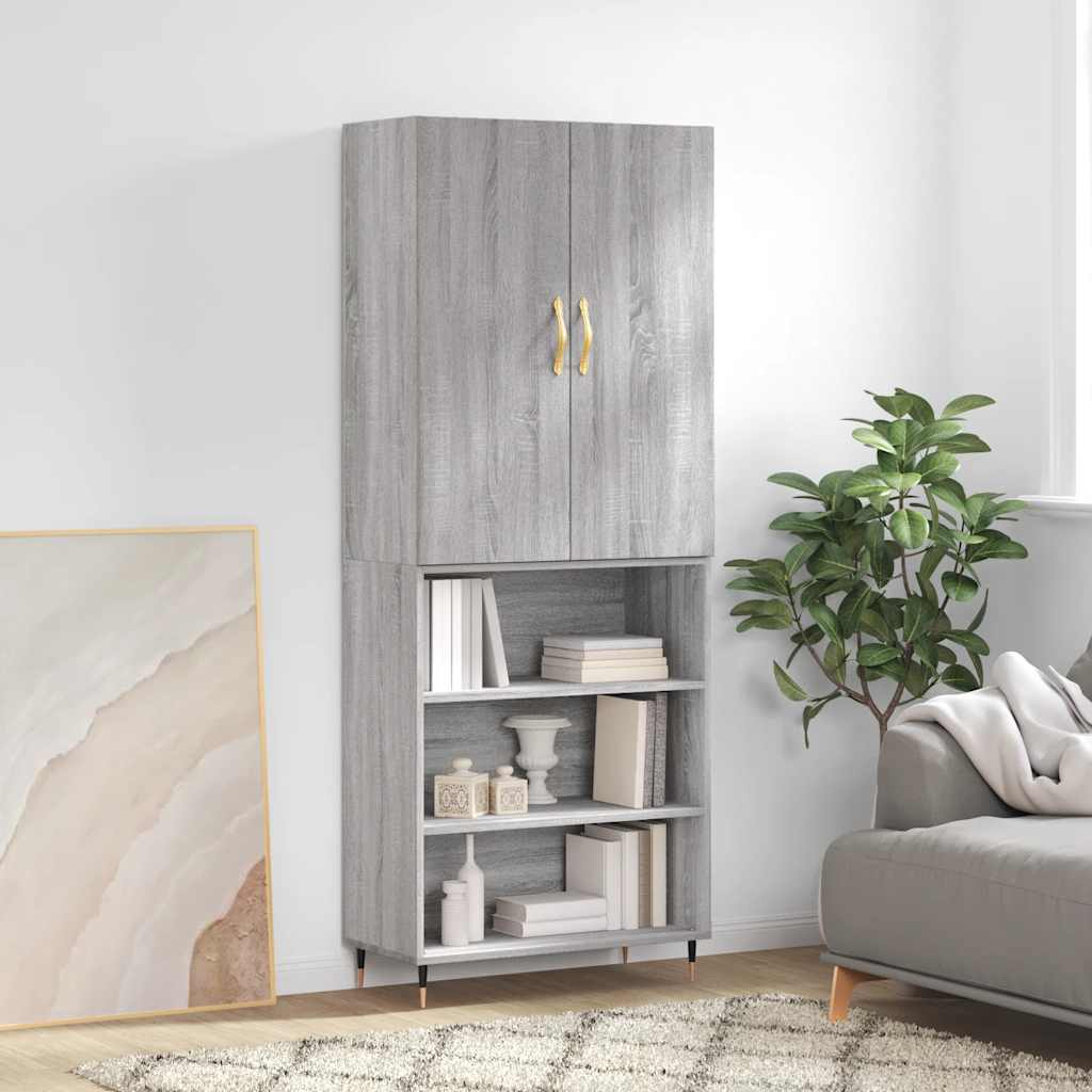 Highboard Grey Sonoma 69.5x34x180 cm Engineered Wood
