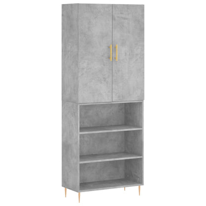 Highboard Concrete Grey 69.5x34x180 cm Engineered Wood