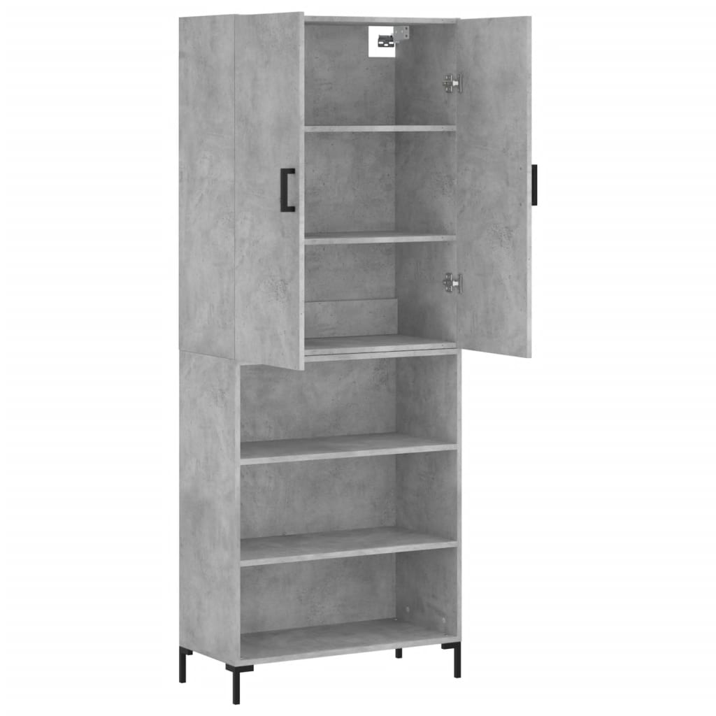 Highboard Concrete Grey 69.5x34x180 cm Engineered Wood
