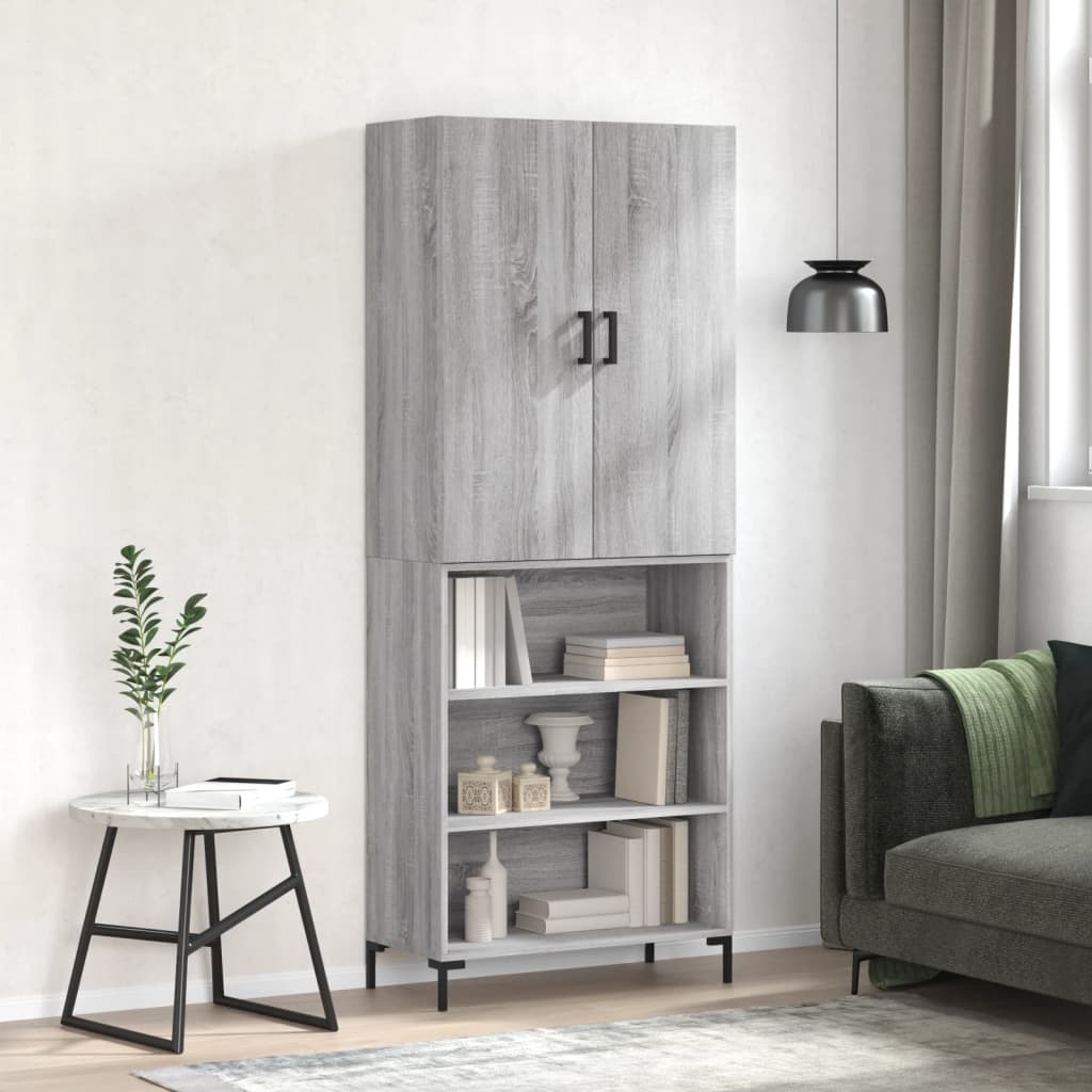 Highboard Grey Sonoma 69,5x34x180 cm Engineered Wood