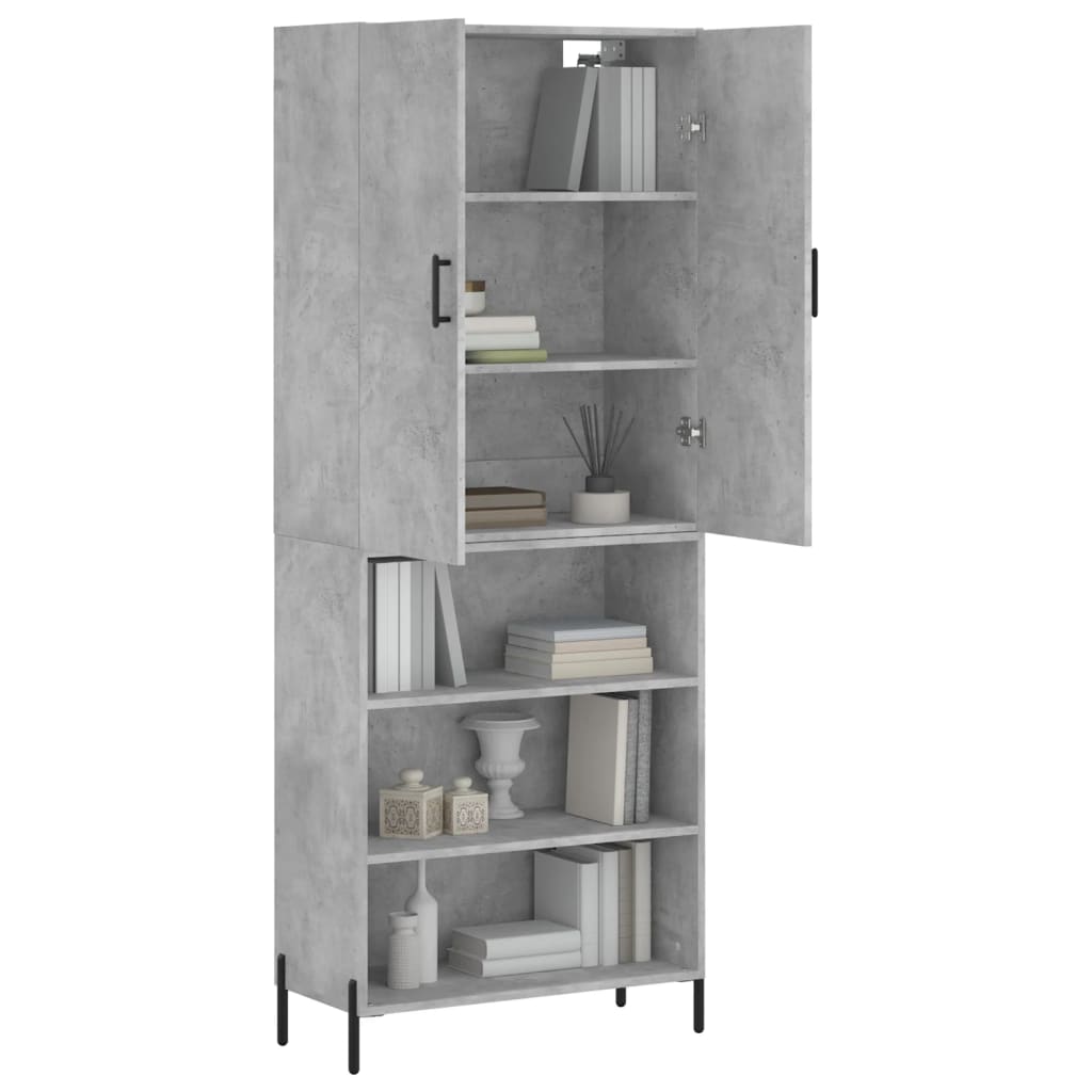 Highboard Concrete Grey 69.5x34x180 cm Engineered Wood