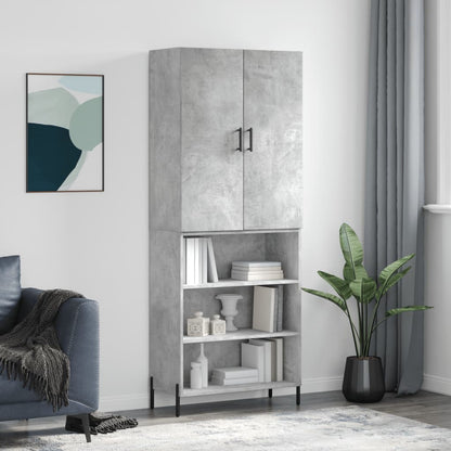 Highboard Concrete Grey 69.5x34x180 cm Engineered Wood
