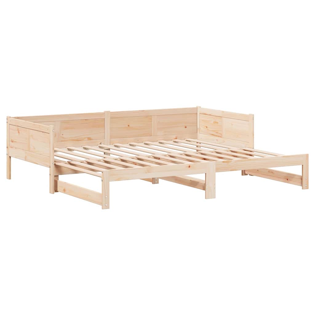 Pull-out Day Bed Brown 203.5 x 184 x 56.5 cm Solid Pine Wood