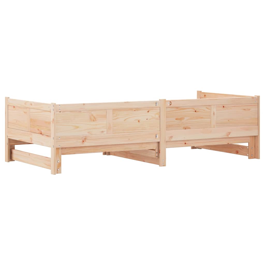 Pull-out Day Bed Brown 203.5 x 184 x 56.5 cm Solid Pine Wood