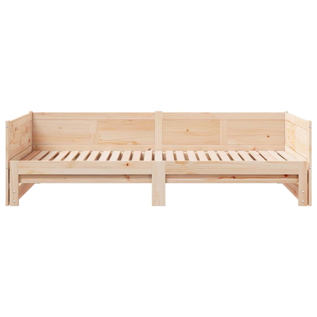 Pull-out Day Bed Brown 203.5 x 184 x 56.5 cm Solid Pine Wood