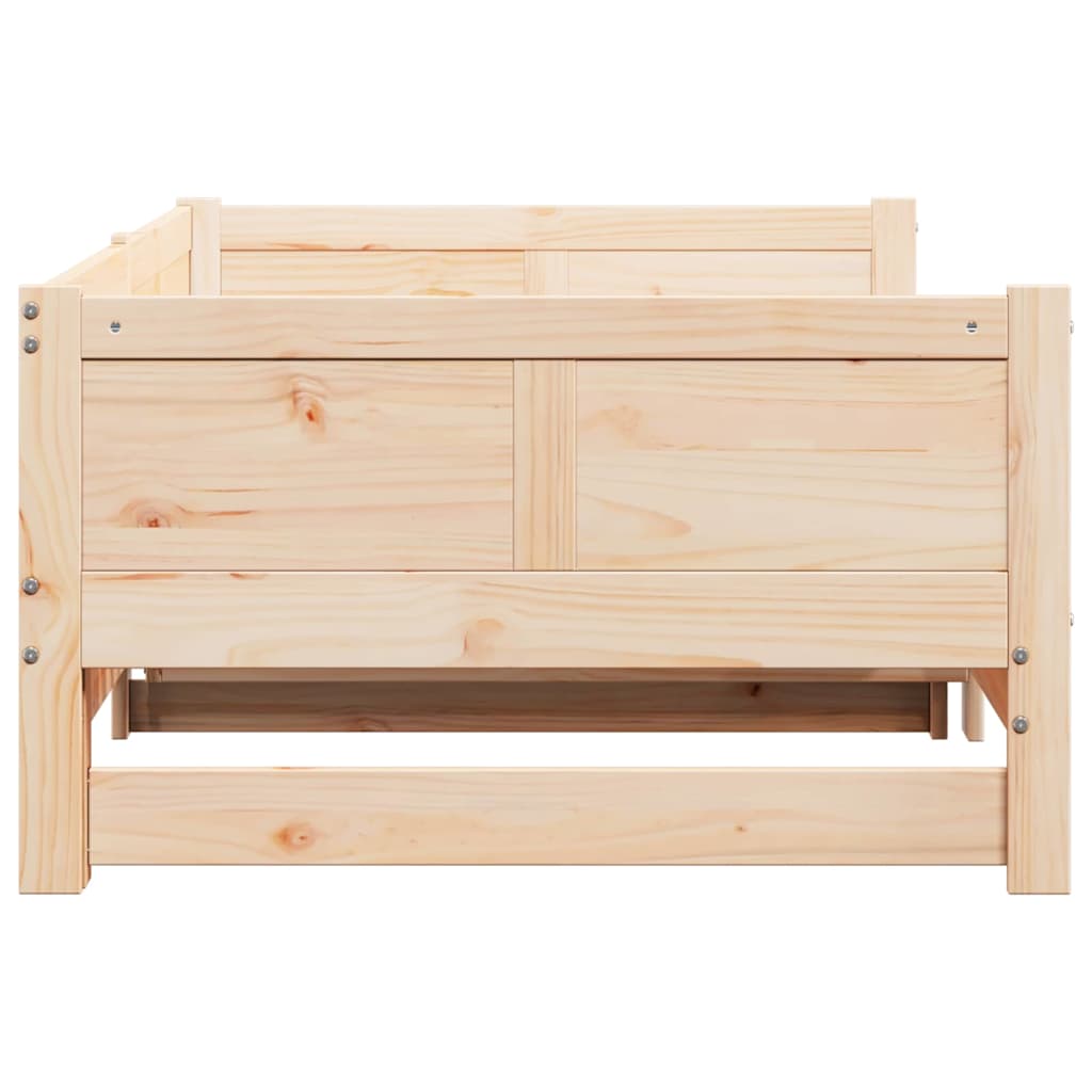 Pull-out Day Bed Brown 203.5 x 184 x 56.5 cm Solid Pine Wood