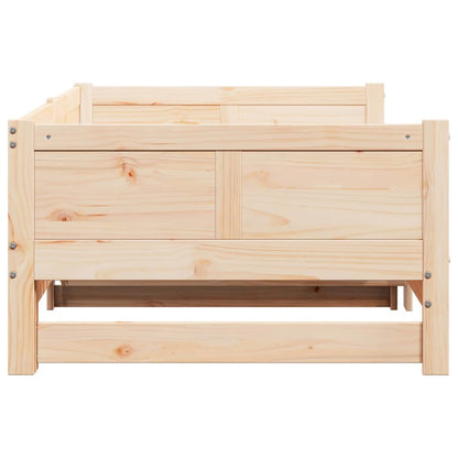 Pull-out Day Bed Brown 203.5 x 184 x 56.5 cm Solid Pine Wood