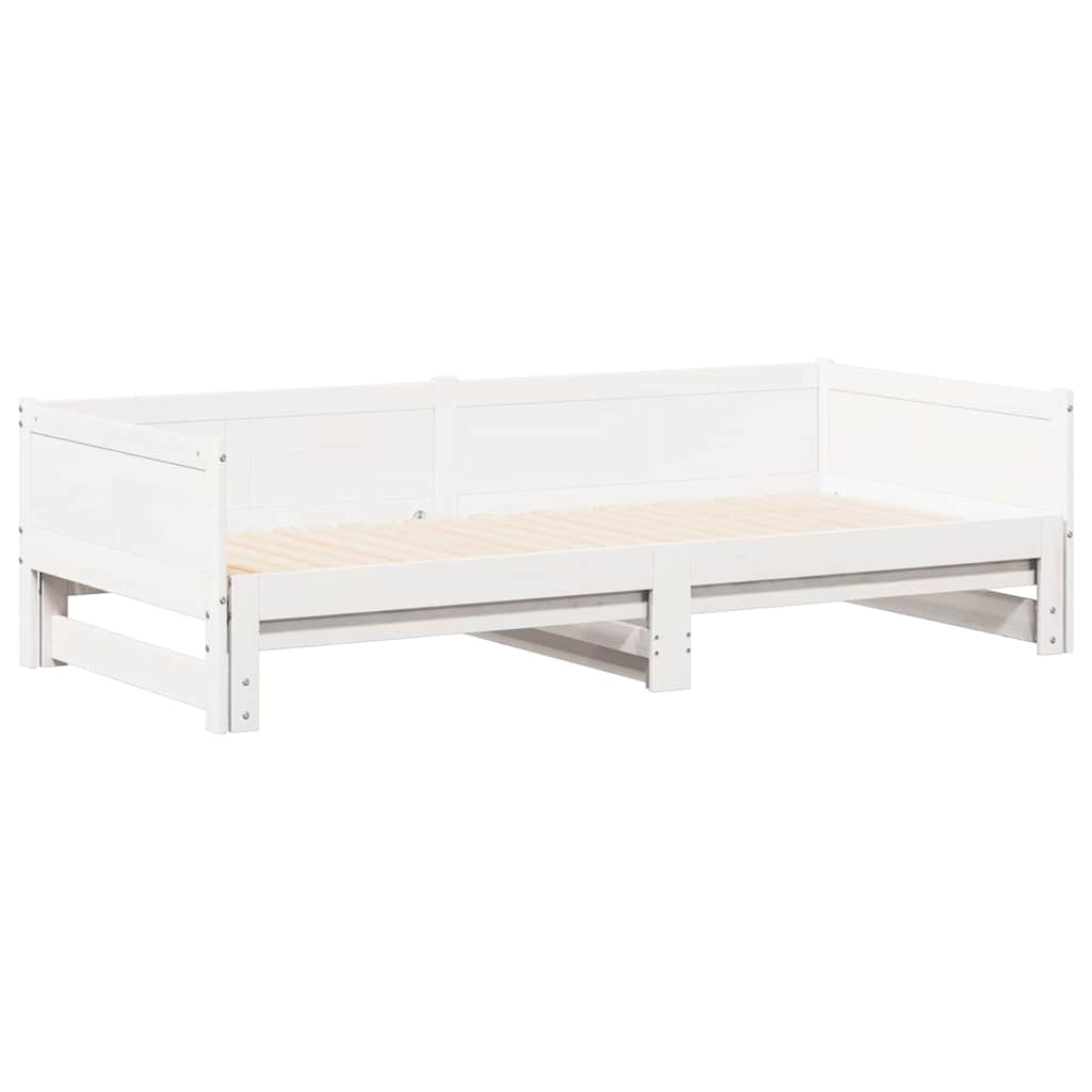 Pull-out Day Bed White 203.5 x 184 x 56.5 cm Solid Pine Wood