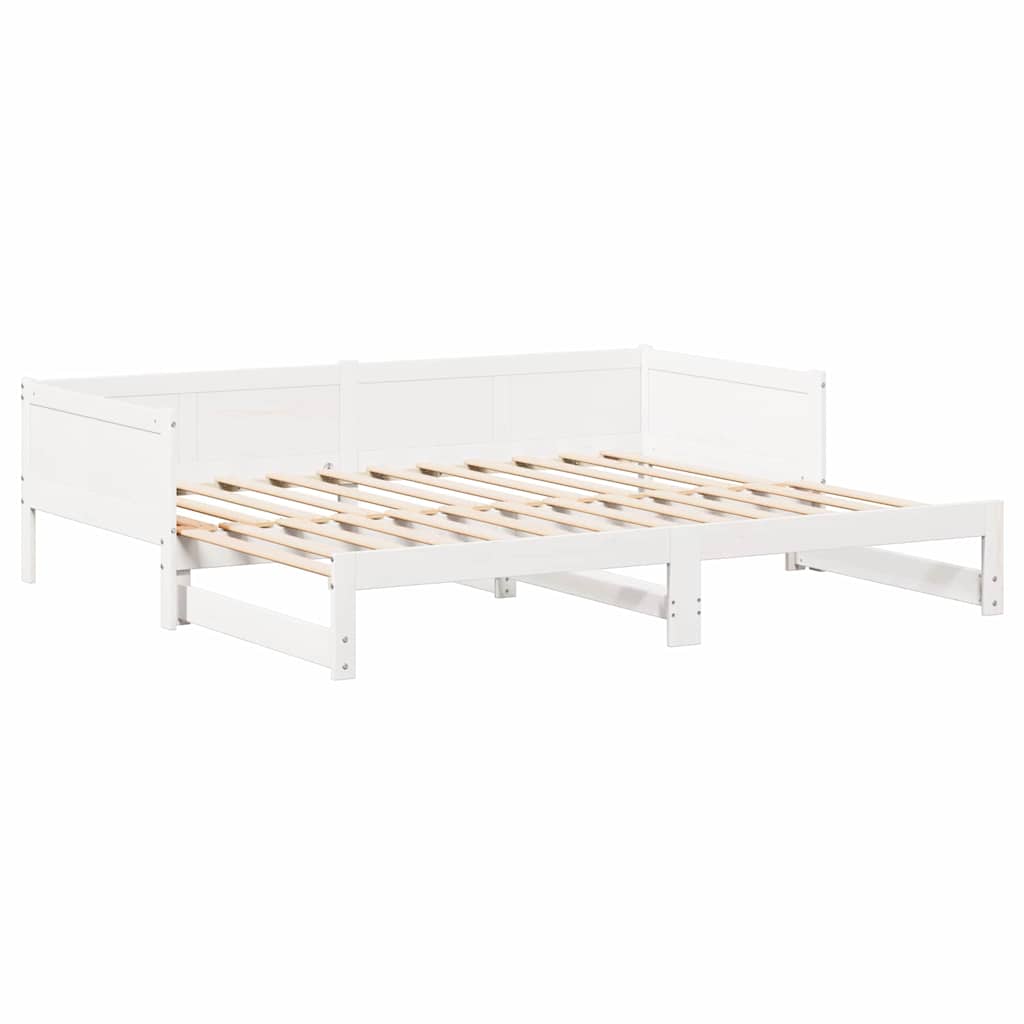 Pull-out Day Bed White 203.5 x 184 x 56.5 cm Solid Pine Wood