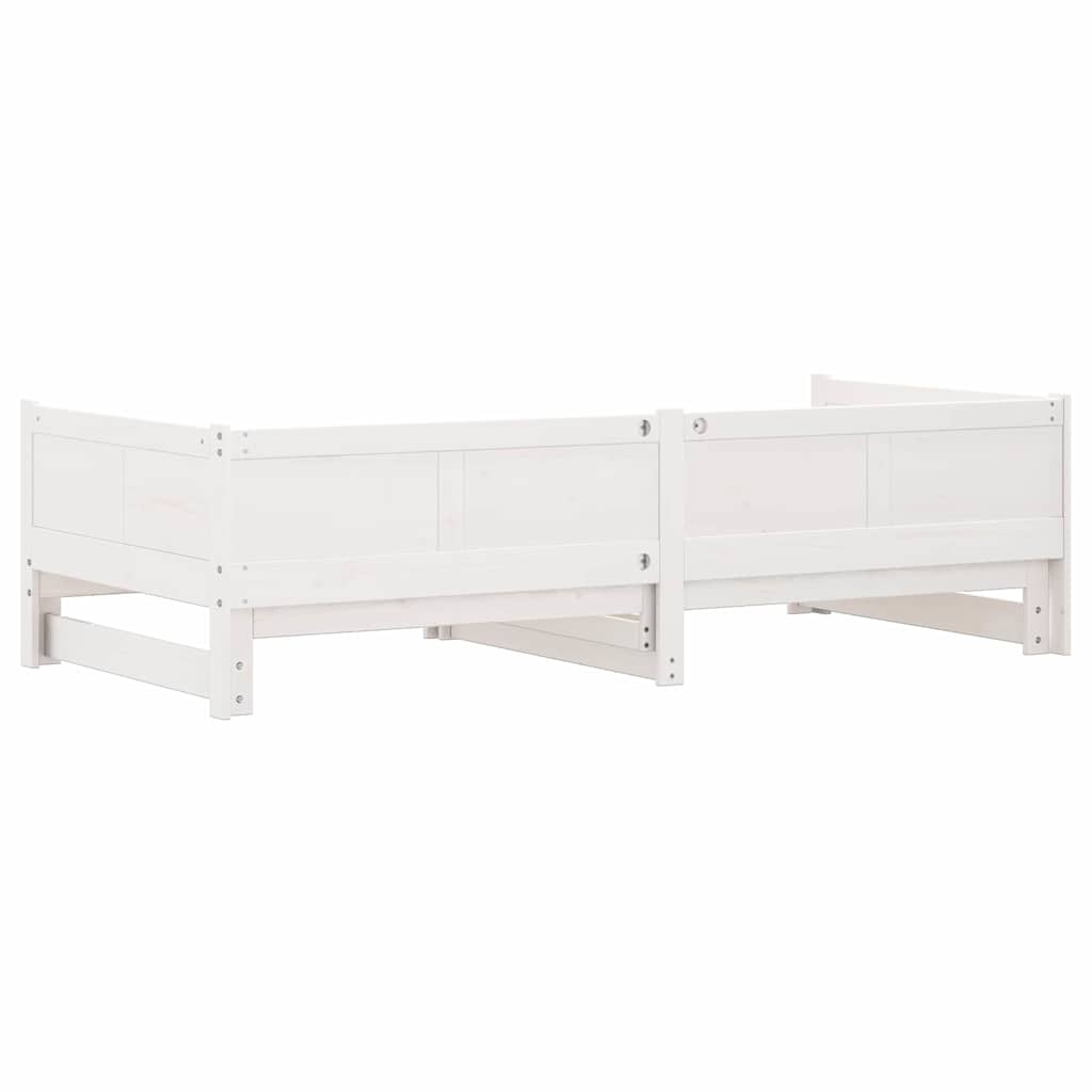 Pull-out Day Bed White 203.5 x 184 x 56.5 cm Solid Pine Wood