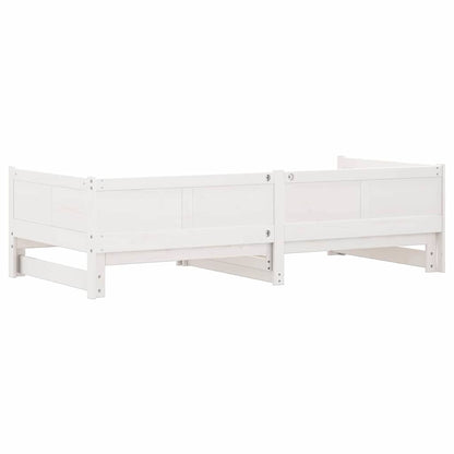 Pull-out Day Bed White 203.5 x 184 x 56.5 cm Solid Pine Wood