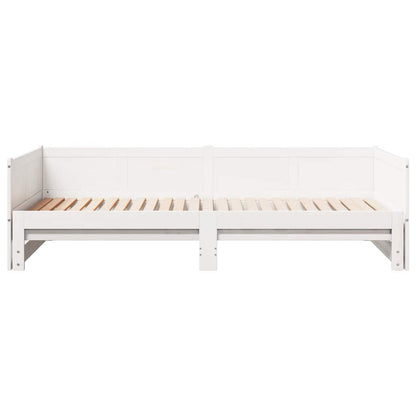 Pull-out Day Bed White 203.5 x 184 x 56.5 cm Solid Pine Wood