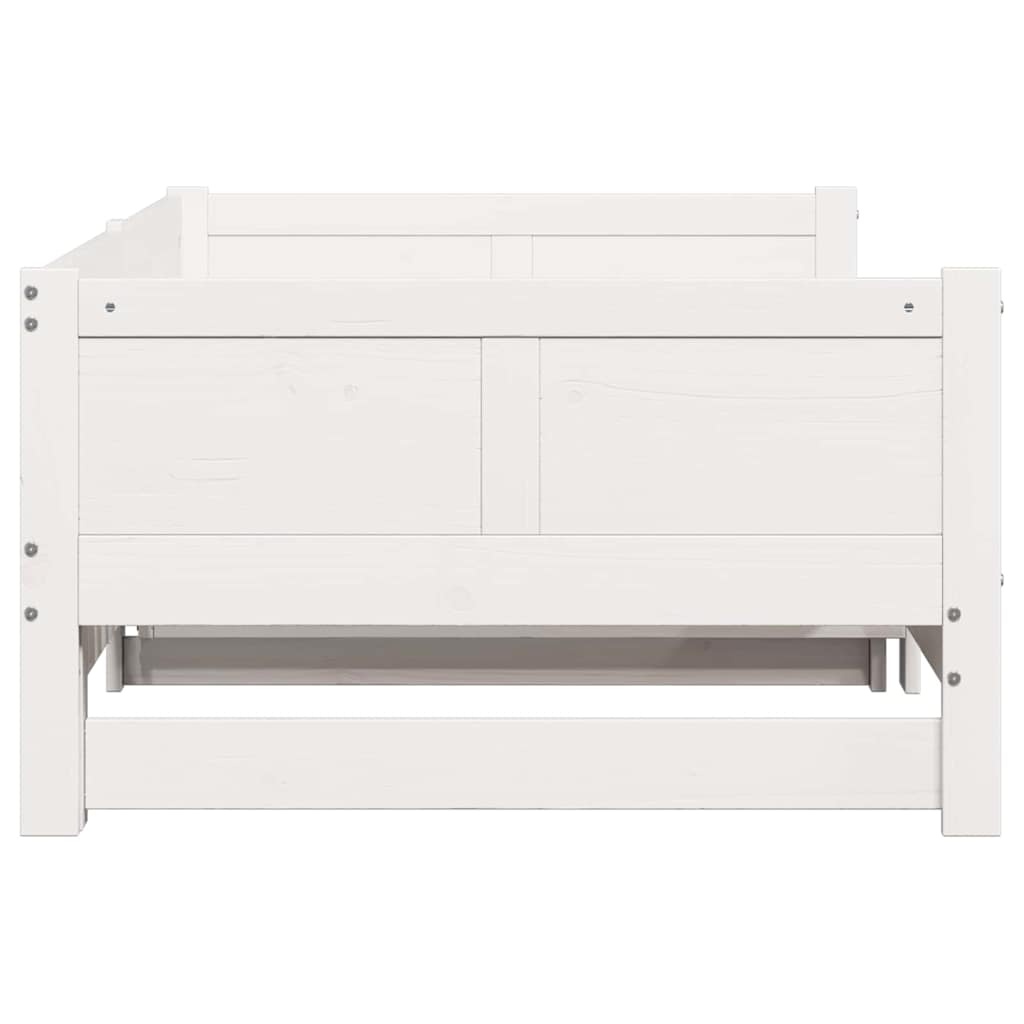 Pull-out Day Bed White 203.5 x 184 x 56.5 cm Solid Pine Wood