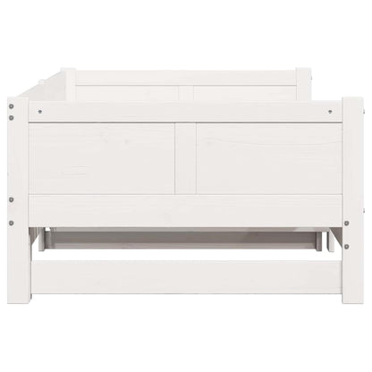 Pull-out Day Bed White 203.5 x 184 x 56.5 cm Solid Pine Wood