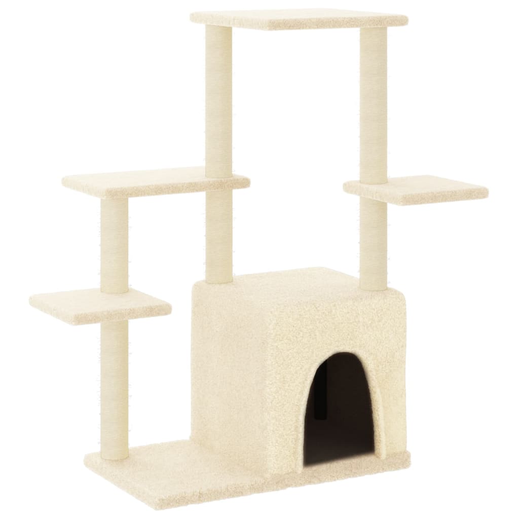 Cat Tree with Sisal Scratching Posts Cream 97.5 cm