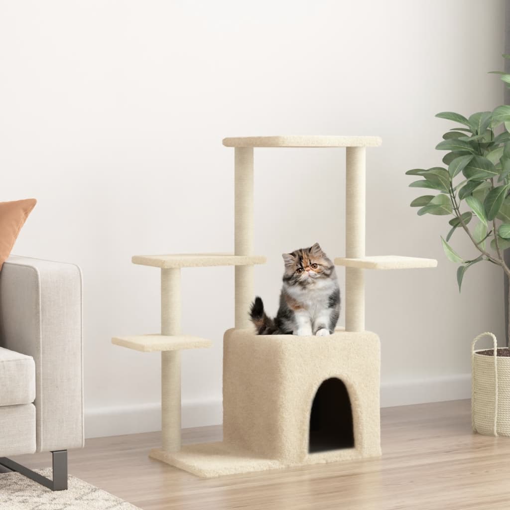 Cat Tree with Sisal Scratching Posts Cream 97.5 cm