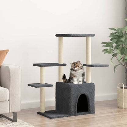 Cat Tree with Sisal Scratching Posts Dark Grey 97.5 cm