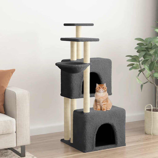 Cat Tree with Sisal Scratching Posts Dark Grey 122 cm