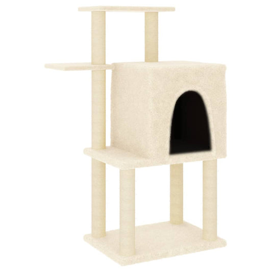Cat Tree with Sisal Scratching Posts Cream 97 cm