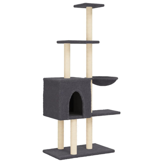 Cat Tree with Sisal Scratching Posts Dark Grey 145 cm