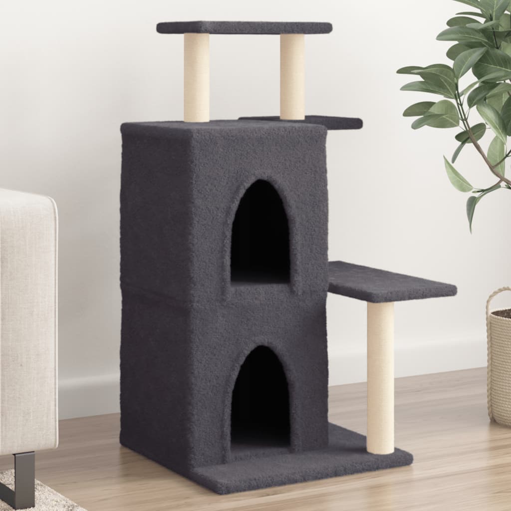 Cat Tree with Sisal Scratching Posts Dark Grey 97 cm