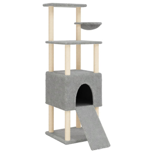Cat Tree with Sisal Scratching Posts Light Grey 153 cm