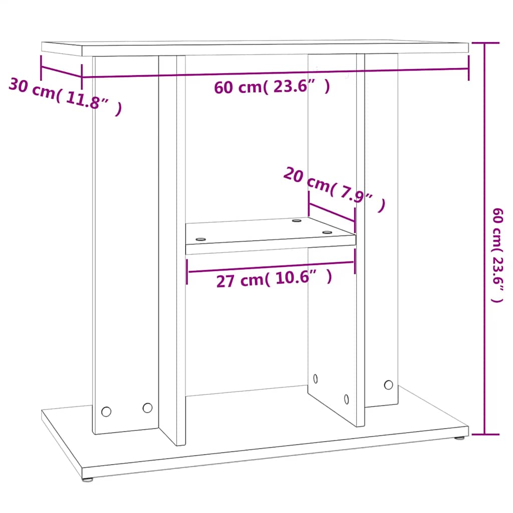 Aquarium Stand White 60x30x60 cm Engineered Wood