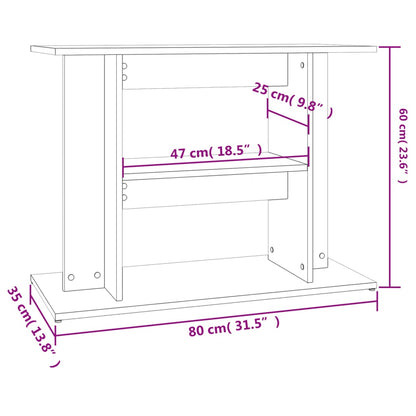 Aquarium Stand Grey Sonoma 80x35x60 cm Engineered Wood