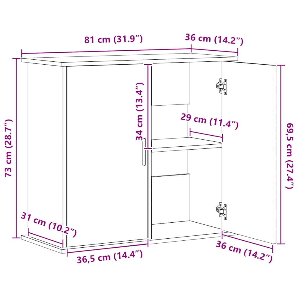 Aquarium Stand White 81x36x73 cm Engineered Wood