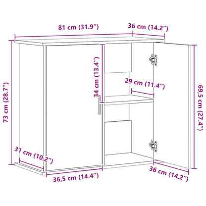 Aquarium Stand Grey Sonoma 81x36x73 cm Engineered Wood