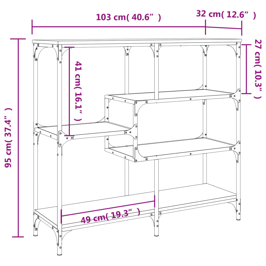 Console Table Black 103x32x95 cm Engineered Wood