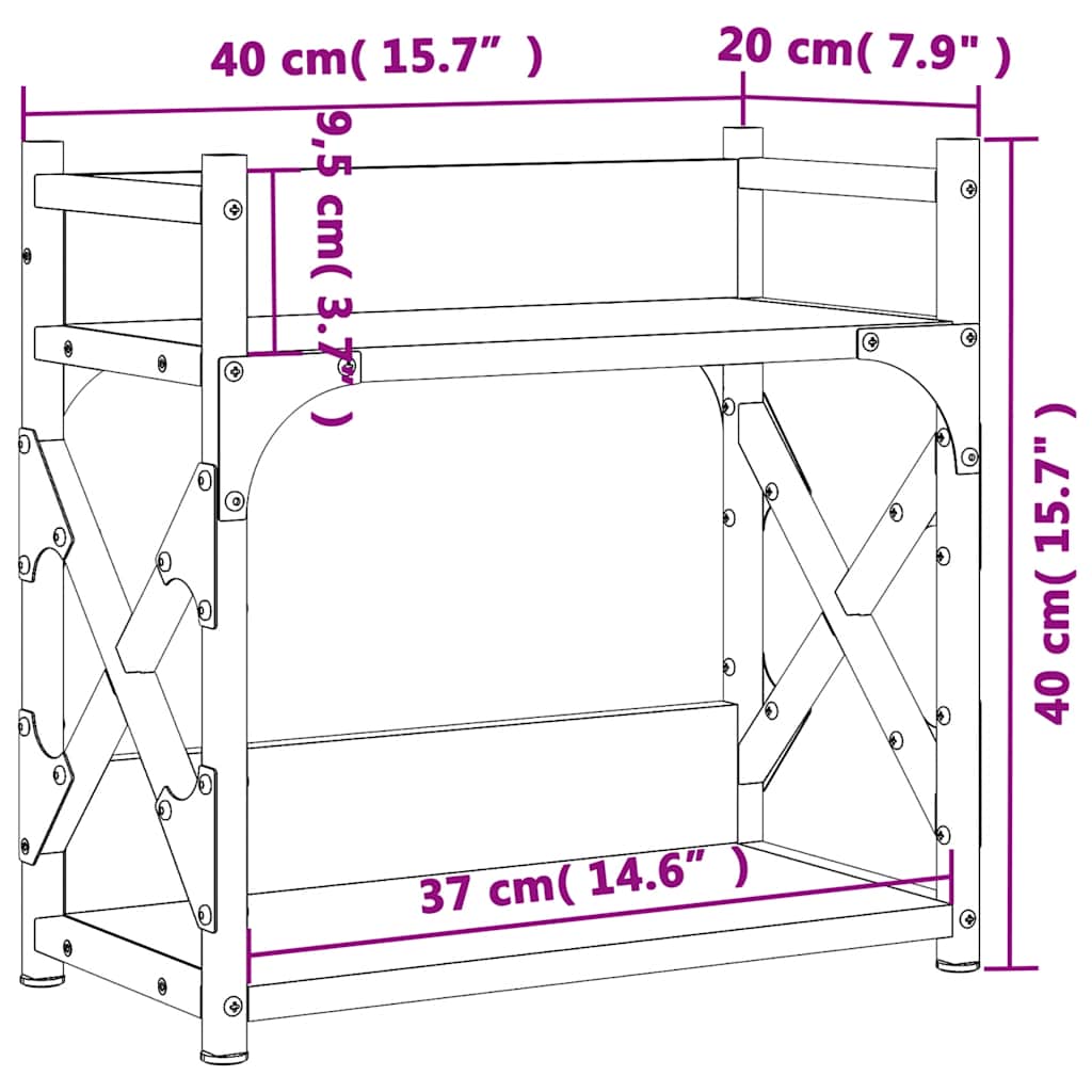Printer Stand 2-Tier Black 40x20x40 cm Engineered Wood