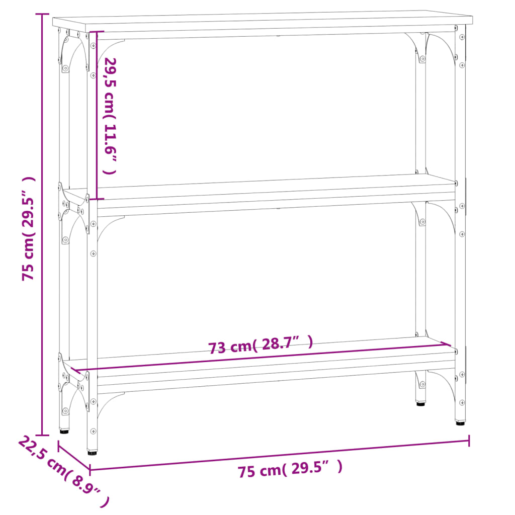 Console Table Grey Sonoma 75x22.5x75 cm Engineered Wood