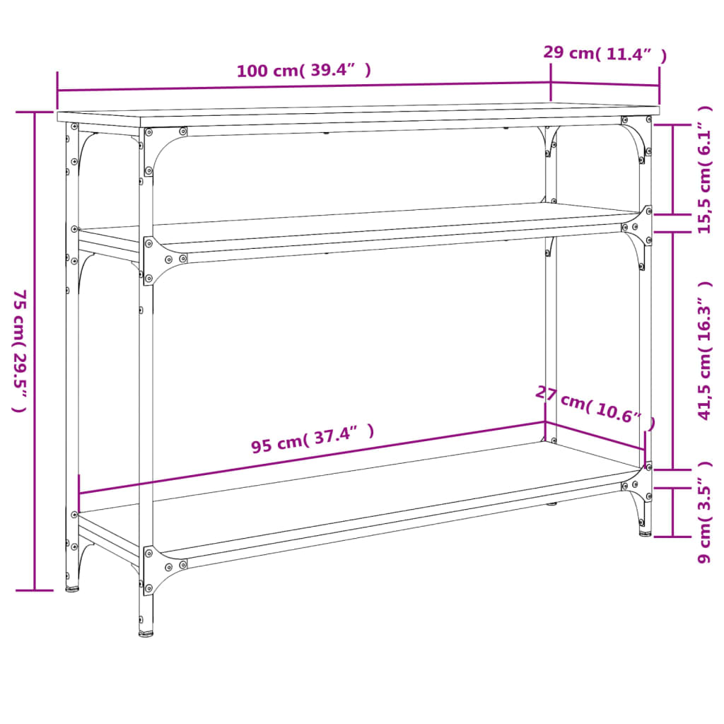 Console Table | Black | Engineered wood and metal | Narrow