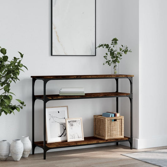 Console Table Smoked Oak 100x29x75 cm Engineered Wood