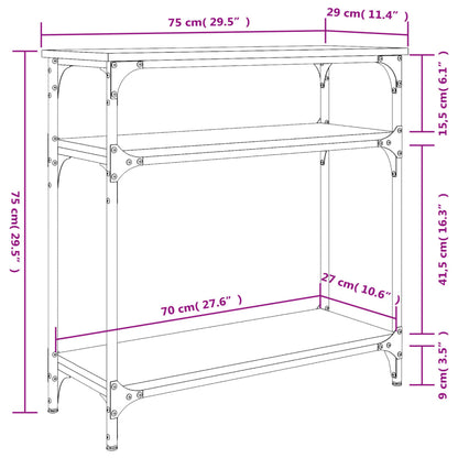 Console Table Grey Sonoma 75x29x75 cm Engineered Wood