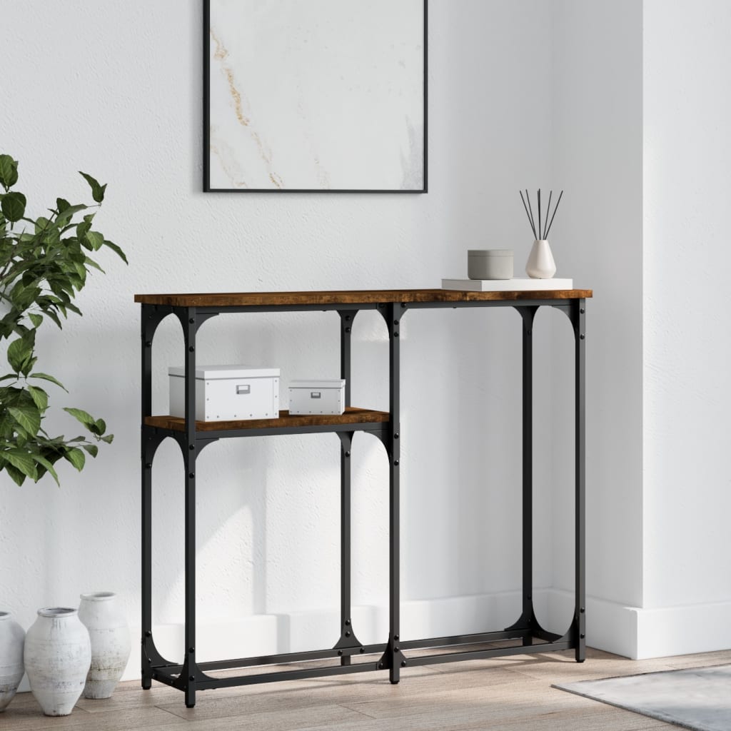 Console Table Smoked Oak 90x22,5x75 cm Engineered Wood