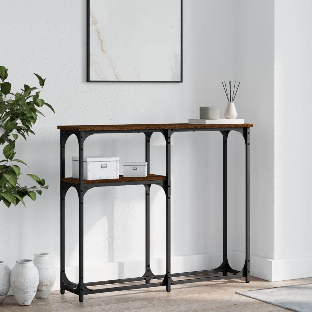 Console Table Brown Oak 90x22.5x75 cm Engineered Wood