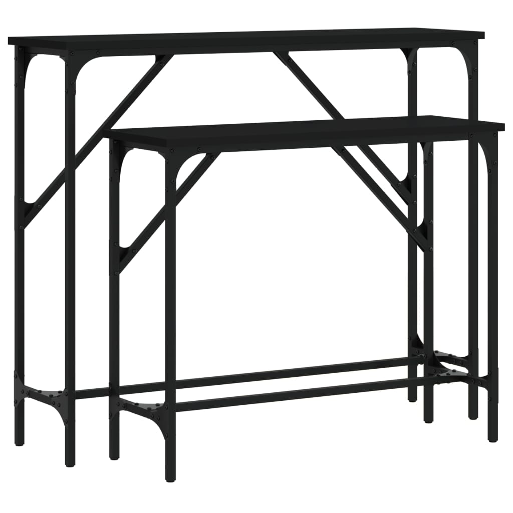 Console Tables 2 pcs Black Engineered Wood
