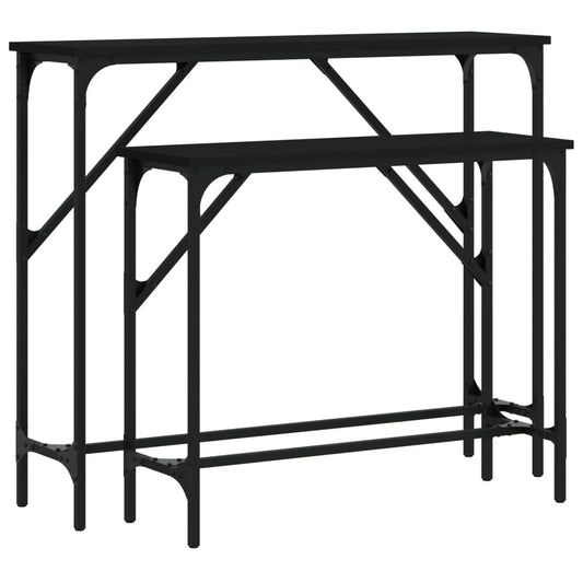 Console Tables 2 pcs Black Engineered Wood