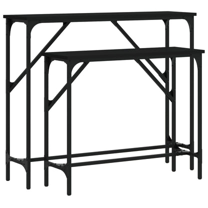 Console Tables 2 pcs Black Engineered Wood