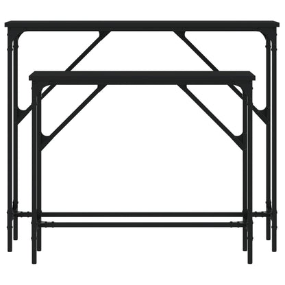Console Tables 2 pcs Black Engineered Wood